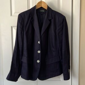EUC RALPH Lauren Blazer in linen size 14w in Navy Blue